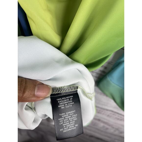 Nicole Miller Dress Women's 16 Blue Green Ombre Twist Front Long Sleeve Shirt - Picture 9 of 11